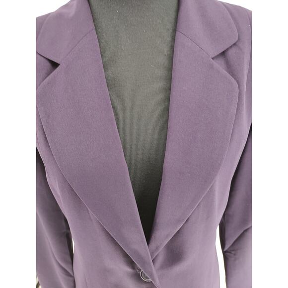 Adolfo Studio Woman Purple Suit Size 8 Jacket Pencil Skirt Lined Slits Back Zip - Picture 3 of 11